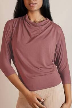 NEW REVIR dalia dolman top in brickrose